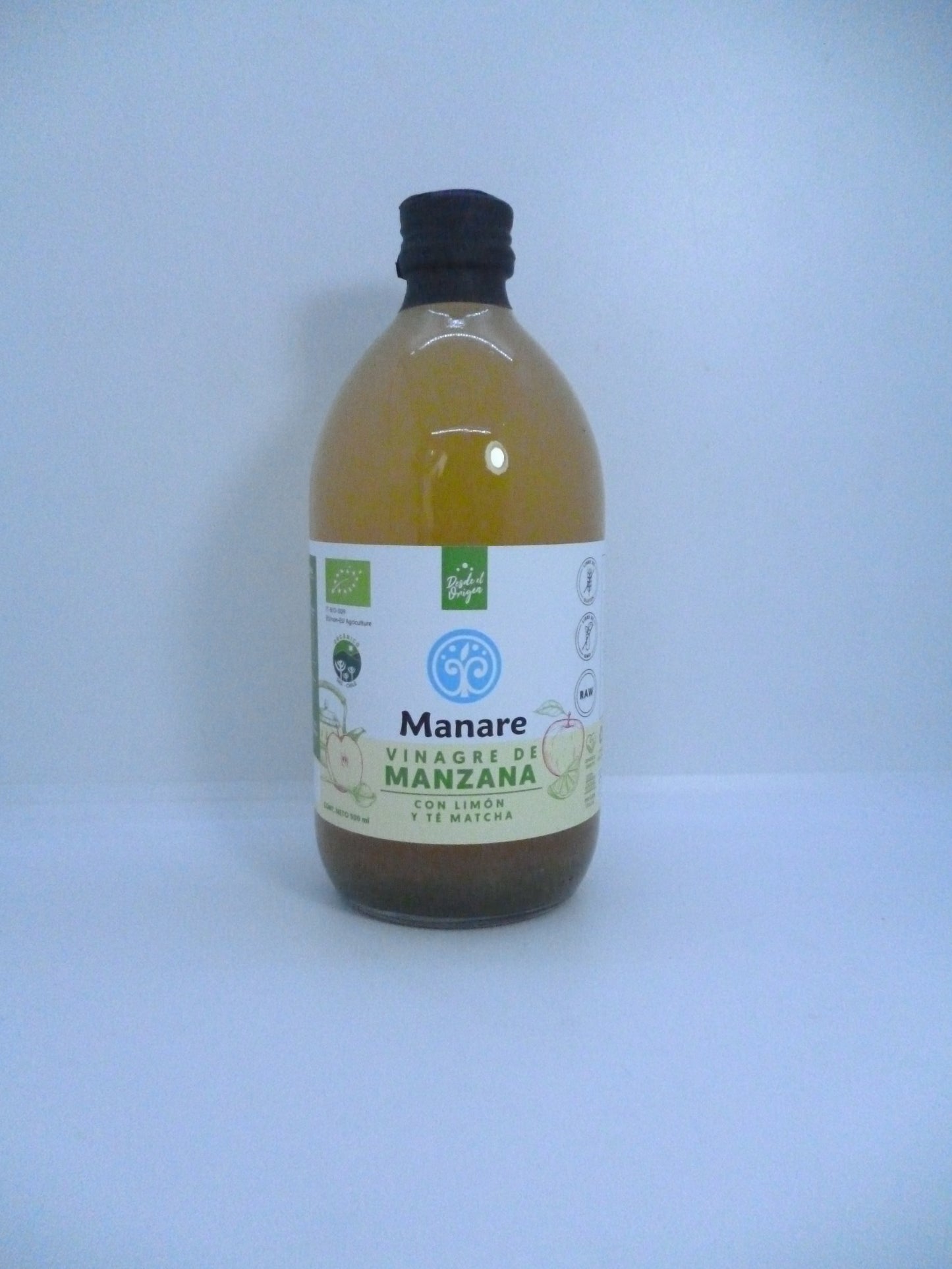 Vinagre de Manzana con limón y Té Matcha. Manare 500ml.