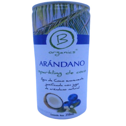 Agua Coco Sparkling Arándano. B Organics 250cc.