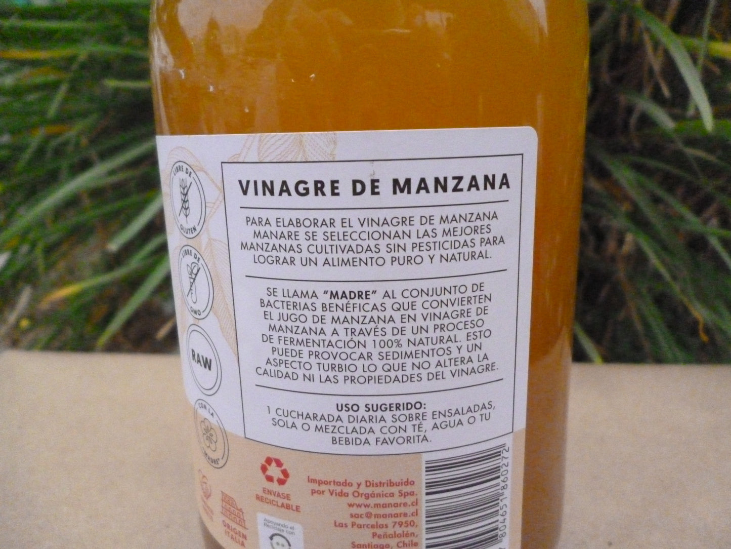 Vinagre De Manzana Orgánico. Manare 500ml.