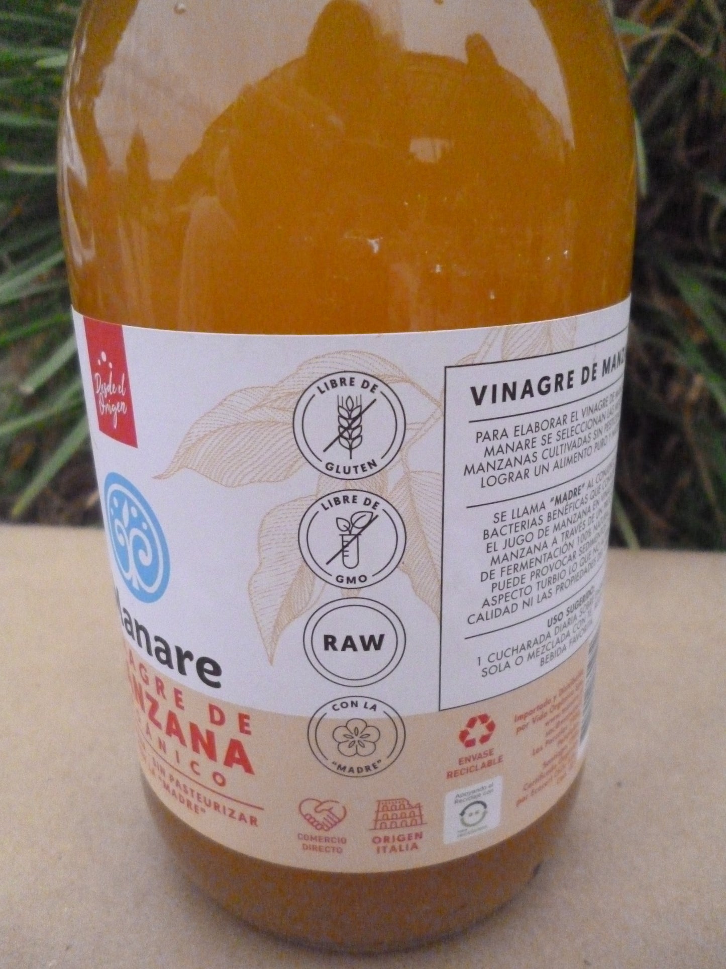 Vinagre De Manzana Orgánico. Manare 500ml.