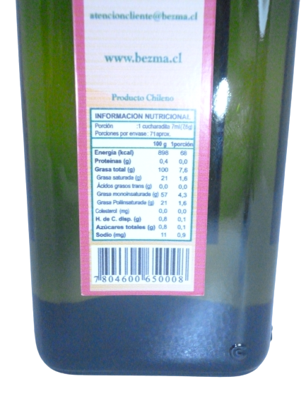 Aceite De Oliva Extra Virgen Bezma 500cc.