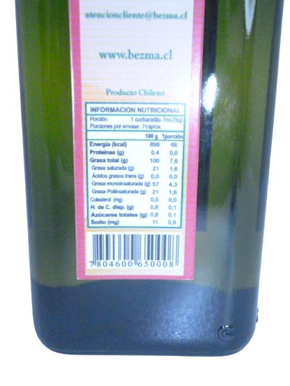 Aceite De Oliva Extra Virgen Bezma 500cc.