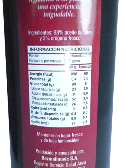 Aceite De Oliva Sabor Intenso Con Orégano Bezma