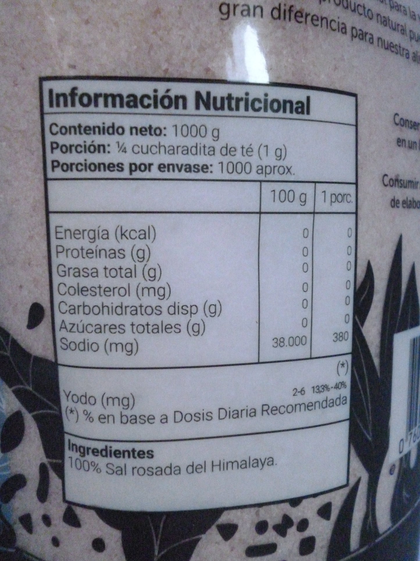 Sal Rosada Del Himalaya Fina. Los Boldos 1000gr.