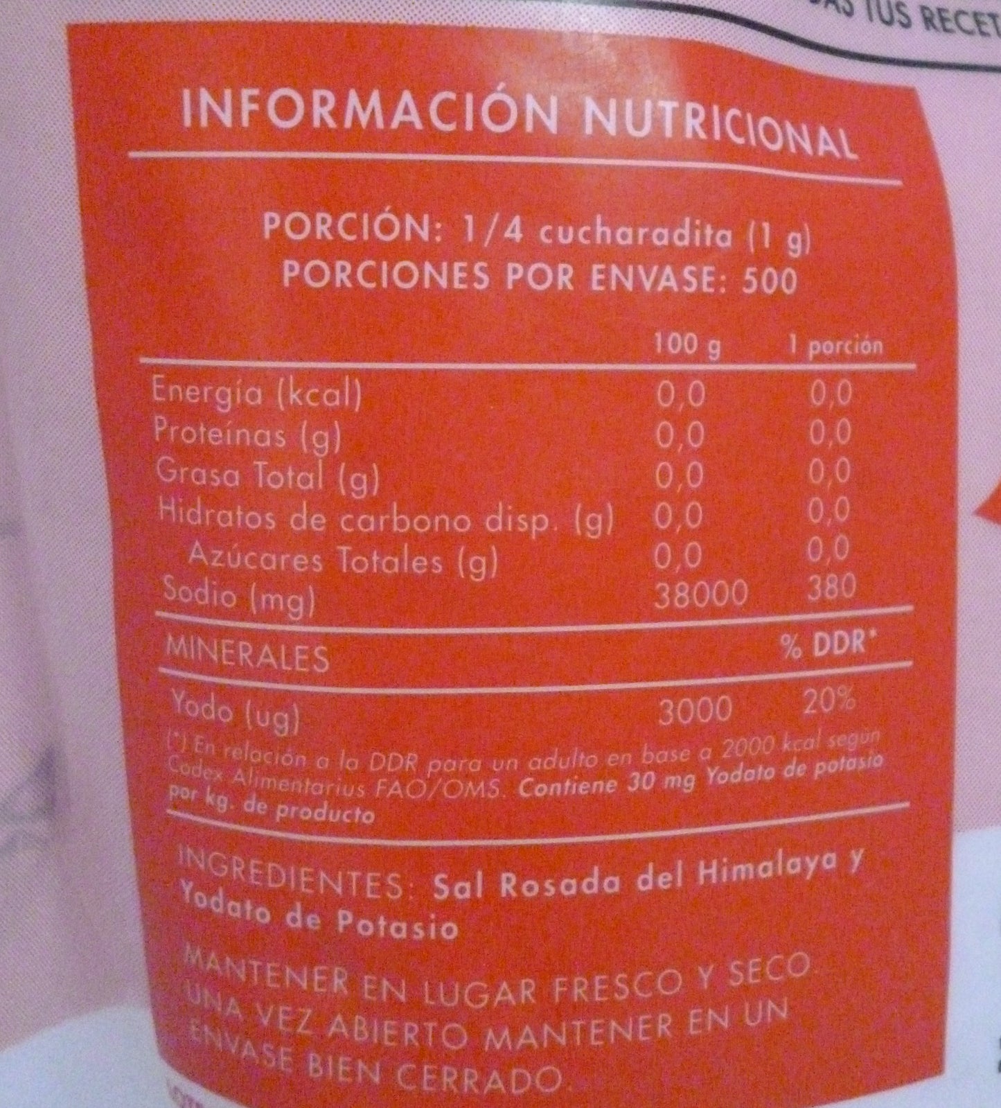 Sal Rosada Del Himalaya Fina. Manare 500gr.